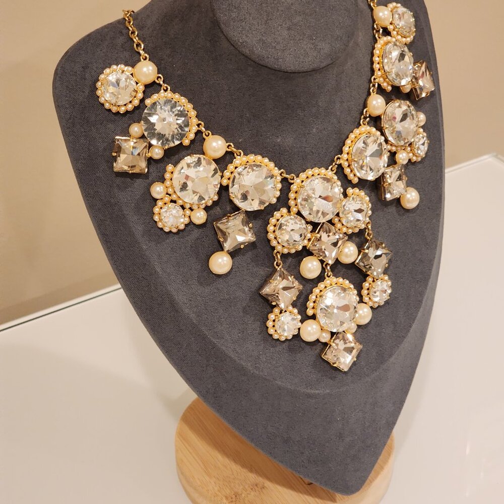 Brand New!! Kate Spade Palace Gem Multifaceted Cubic Zir Pearl Crystal Necklace